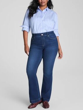 SPANX Pull-On Flare Jeans Shaping Stretch Medium Wash Size XL